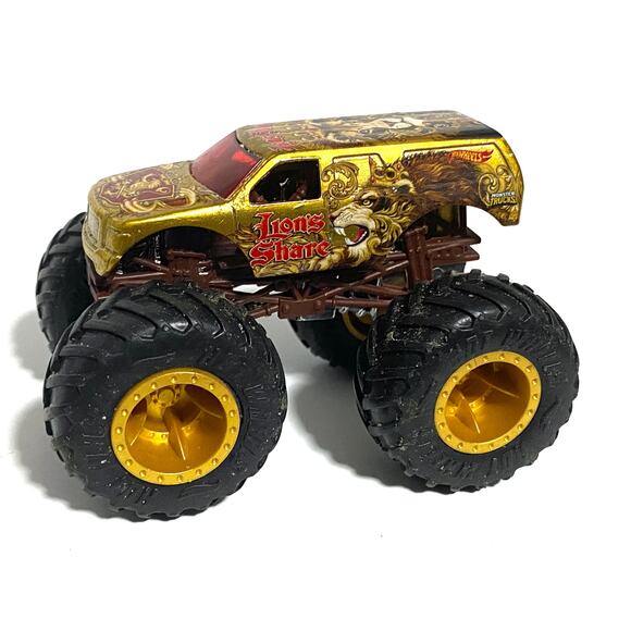 Hot Wheels Lion's Share Gold Monster Trucks Loose Die Cast Toy Car 1:64 - Picture 4 of 7